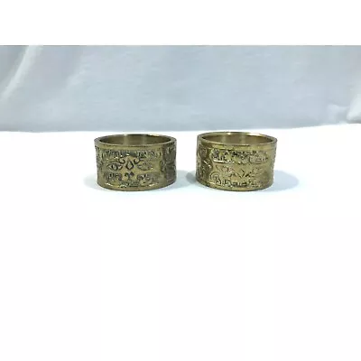 $17 • Buy Brass Napkin Ring Set, Set Of 2 Round Napkin Rings