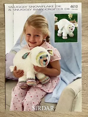 Baby Lamb Toy KNITTING PATTERN Striped Trim 36cm Tall Childrens Sirdar 4610 • £4.45