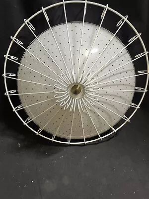 Vintage Mid Century Glass Polka Dot Ceiling Light Fixture With Cage PRETTY!! • $59.99