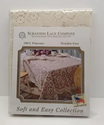New Vintage Scranton Lace Co  Table Cloth 60 X108  Oval • $29.99