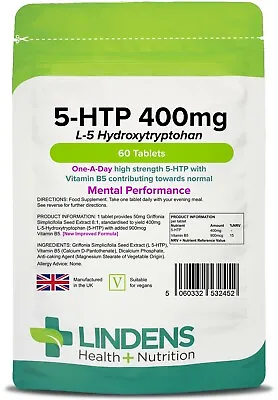£6.50 • Buy Lindens 5 HTP 400mg 60 Tablets