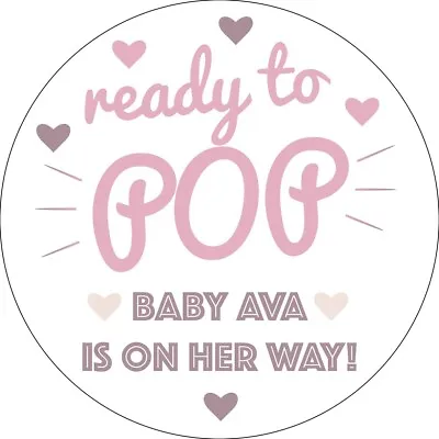 Baby Shower Personalised Round Stickers Labels Ready To Pop Party Favours • £2.99