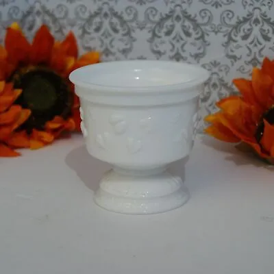 VTG Milk Glass Compote Pedestal Planter Bowl Heart Shaped Ivy Vines Urn Transfer • $36