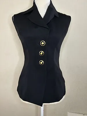 Vintage GRIFFITH GRAY FOR ST. JOHN 100% Silk Black Button Down Formal Vest Sz 2 • $65