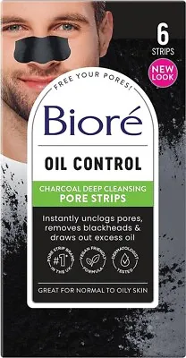 Biore Charcoal Pack Of 6 Deep Cleansing Pore Strips. • £7.99