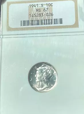 1941-s Ngc Ms67 Mercury Dime...blast Blast White! • $36