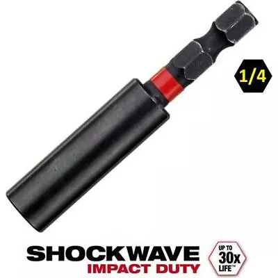 Milwaukee 4932352406 SHOCKWAVE Magnetic Bit Holder 1/4in Hex 60mm • £5.90