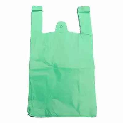 £5.25 • Buy Large Or Jumbo Blue Green Strong Recycled Eco Plastic Vest Shopping Carrier Bags