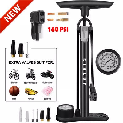 Bike Floor Pump With GaugeBike Pump High Pressure 160 PsiBicycle Pump With Air • $20.96