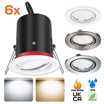 1x 6x Fire Rated LED Recessed GU10 Downlight Modern Ceiling Spotlights IP65 IP20 • £10.88