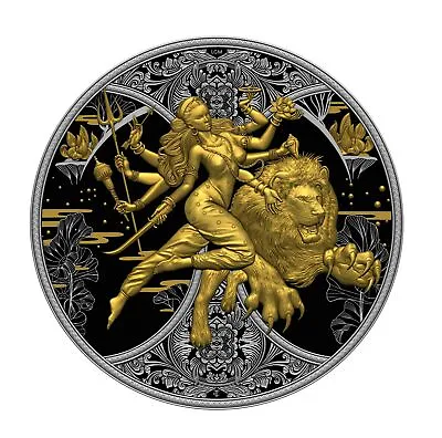 2024 Cameroon Durga Ruthenium Dark Gilded 1 Oz Silver Coin Mintage 999 • $125