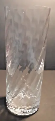 Vintage Lenox Clear Crystal Optic Swirl Cylinder Vase 9  Tall 3.5'' Dia. Signed • $12.99