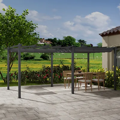 6x3(m) Aluminium Pergola Garden Gazebo W/ Retractable Canopy Outdoor Sunshelter • £389.95