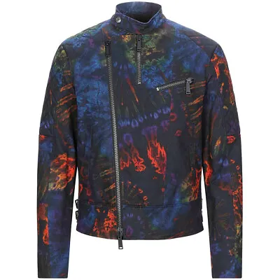 DSQUARED2 Jean Jacket Tie Dye Denim Biker Jacket Blue Size 48 - RP £1325.00 • $719.90