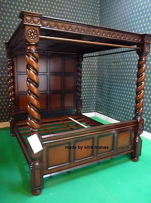 £4999 • Buy BESPOKE 6' Super King Mahogany Four Poster Twisted Canopy Tudor Canopy  Bed 