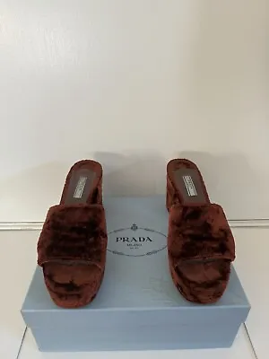 PRADA Platform Velvet Sandals 40 • $247.70