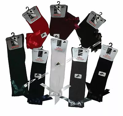 £7.25 • Buy 4 Pairs Girls Knee High Girls School Socks With Bow Children Kids All Size 