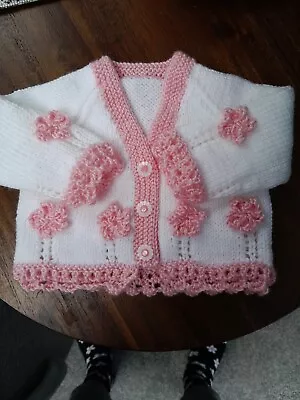 Brand New Hand Knitted Baby Cardigan 0-3 Months • £10.99