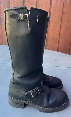 Double H Mens 8 Black Leather Engineer  Boots Steel Toe **TALL** • $78