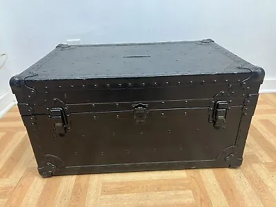 Vintage Military Storage Chest Trunk Coffee Table Box Wwii US Foot Locker Black • $125