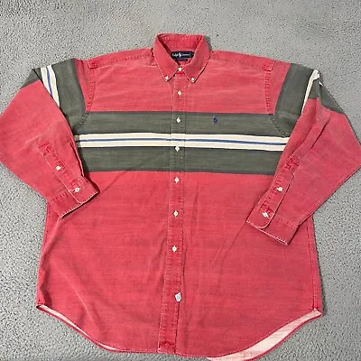 Ralph Lauren Shirt Mens Extra Large Pink Vintage Heavy Twill Work Workwear • $59.95
