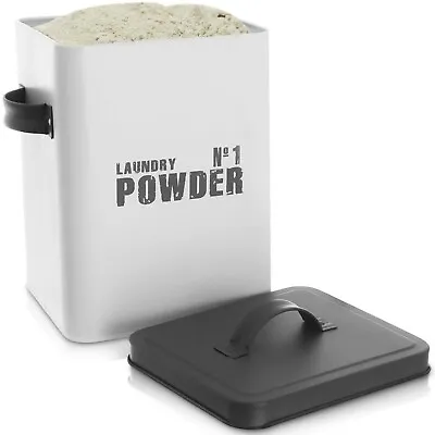 Laundry Powder Metal Storage Tin Enamel Coated Airtight Lid Pods • £8.85