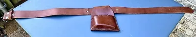 Vintage Hunter Thick Leather Belt &  Ammo / Shotgun Shell Pouch   Size 42-48 • $34.50