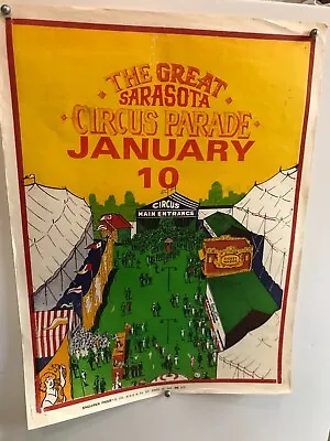 $14.77 • Buy Vintage Great Sarasota Circus Parade Poster 21'x28  Circus Midway 1990 S