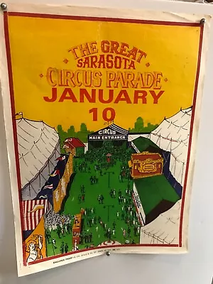 Vintage Great Sarasota Circus Parade Poster 21'x28  Circus Midway 1990 S • $9.77