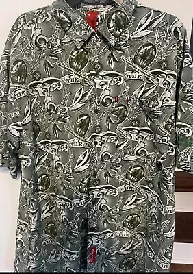 Vintage Men’s Marc Ecko Rhino Money Themed Green Short Sleeve Button Up Size XL • $29.99
