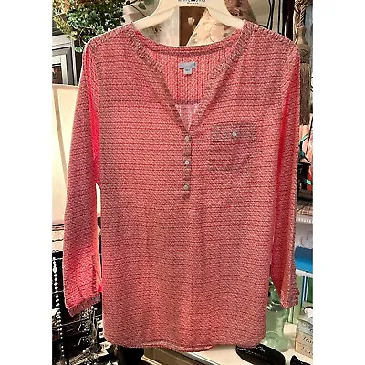 Ladies Large J.Jill Cotton Top With Roll Up To 3/4 Sleeves • $12