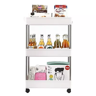 White 3-Layer Mobile Multi-functional Storage Cart Plastic And Stainless Steel • $32.60