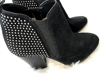 Michael Kors Black Suede Studded Krista Booties Block Heels 5.5 • $50