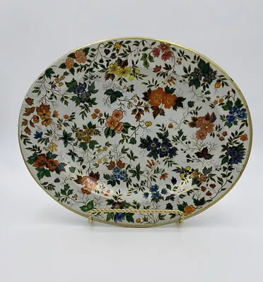 Vintage Daher Decorated Ware Oval Tray Dish Chintz Floral Made In England • $11.99