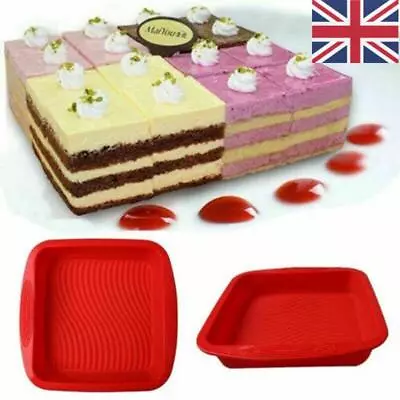 Large Square Silicone Cake Mold Pan Tins Non Stick Loaf Bread Baking Tray Mould • £6.28