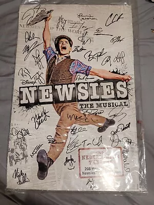 $245 • Buy Newsies Broadway Musical Signed Poster/Window Card. Almost Full OBC . 14 X22 . 