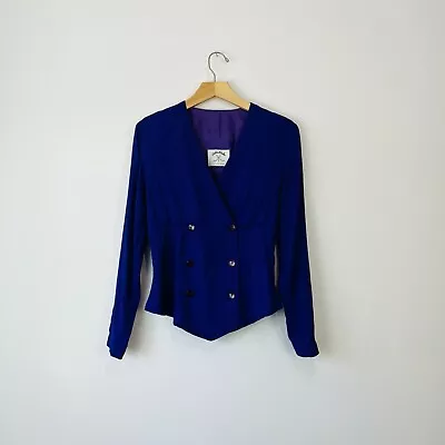 Zandra Rhodes Fifth Avenue Jacket 12 UK Purple Double Breasted Vintage   • $101.04