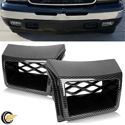 $34.50 • Buy Carbon Look Air Duct Front Bumper Caliper 2pcs Fit 03-07 Chevy Silverado 1500
