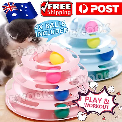 $15.95 • Buy Funny Cat Toy Plastic Tower Interactive Track Ball Playing Game