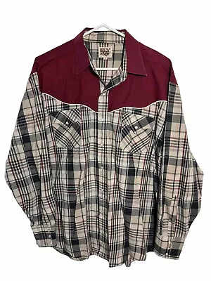 Retro Vintage Ely Cattlemen Shirt Mens XL Long Sleeve Pearl Snap Western Rodeo • $29.99