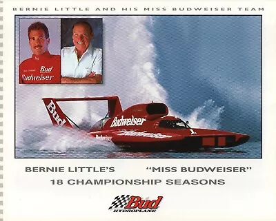 Miss Budweiser Hydroplane Racing Bernie Little Dave Villwock 18x Champions Print • $19.99