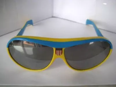 R: Vtg Italian Blue & Yellow Sunglasses Retro CHIC Unisex Large Italy Unbranded • $15