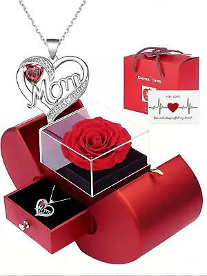 Gift Box Heart Mom Pendant Necklace Mother's Day Gift Birthday Fashion Jewelry • $27.70