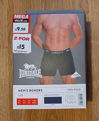 2 Pairs Of Lonsdale Mens Underwear. Boxer Shorts/Briefs/Trunks. Size XL. Navy.  • £9.50