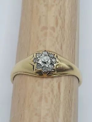 18ct Yellow Gold Diamond Starburt Cluster Ring Size M (3.54g) Vintage  • $386.85