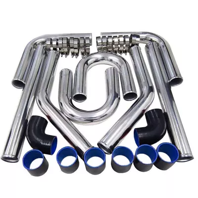 2.5  Universal Aluminum Turbo Intercooler Elbow Pipe Kit + Silicone Hose + Clamp • $98.97