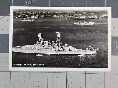 Vintage 1939-1950 USN US Navy EKC Militaria B&W RPPC Postcard P-998 USS Nevada • $0.99