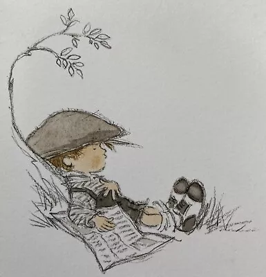 Lili Of The Valley Ltd Unmounted Rubber Stamp; Boy Dozing Under Tree With Paper • £3.99