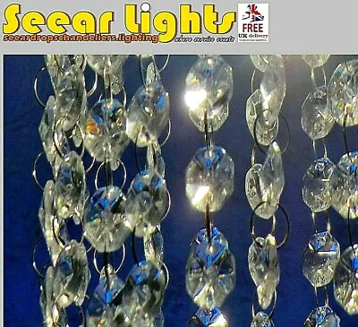2.6ft Chandelier Cut Glass Crystals Octagon Garland Light Parts 14mm Beads Drops • £14.99