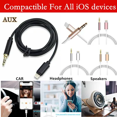 Aux Cable 3.5mm Jack Lead Car Audio Music For IPhone 14 13 12 Mini 11 Pro Max • £3.95
